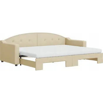 Postel Krémové rozkládací lůžko 2 v 1 s matracemi 223 x 90 x 75 cm