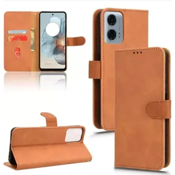 Pouzdro na mobilní telefon TT-TopTechnology Kožené pouzdro Motorola Moto G34 5G hnědé, brown, model knížka, řada VELVET, materiál syntetická kůže