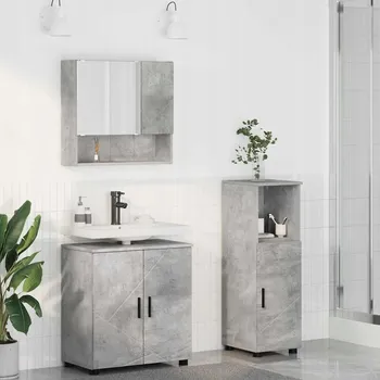 Koupelnový nábytek Sada koupelnového nábytku 3 pcs Betonová šedá Kompozitní dřevo