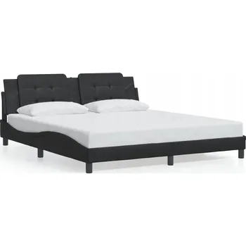 Postel Rám postele s čelem, černá, 218 x 185 x 74,5 cm, vhodná matrace 180 x