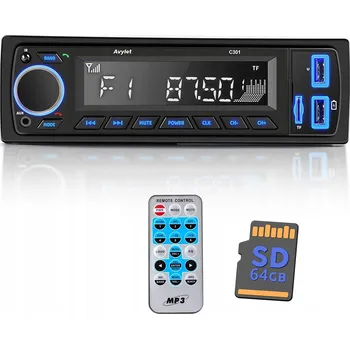 Autorádio AUTORÁDIO BLUETOOTH 1-DIN USB AUX MIKROFON DÁLKOVÉ OVLÁDÁNÍ BATERIE A 32GB SD KARTA