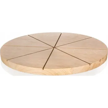 Kuchyňské prkénko DŘEVĚNÉ PRKÉNKO NA KRÁJENÍ PIZZY s drážkami KULATÉ 32 cm BANQUET