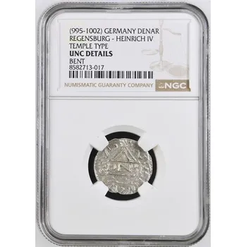 Jindřich IV. Sálský – denár b.l., Řezno (Regensburg) 1002–1009, UNC 1,156 g