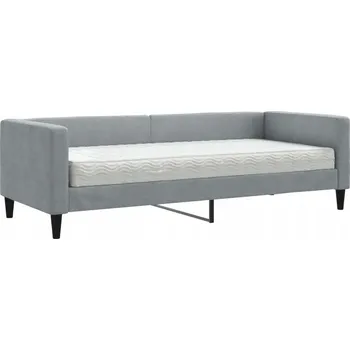 Postel Denní postel s matrací 223x90x68 cm, světle šedá, 2 v 1