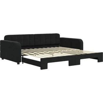 Pohovka Černá rozkládací lenoška/pohovka sametová 223 x 110 x 71 cm