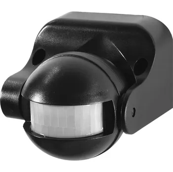 Pohybové čidlo PIR čidlo pohybu, 180°, 1200W, IP44, vertikální nastavení, nástěnný, černé