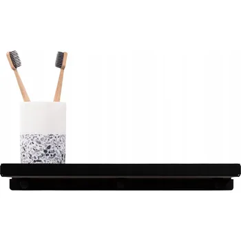 Drátěná police Černá koupelnová police na zeď Logan