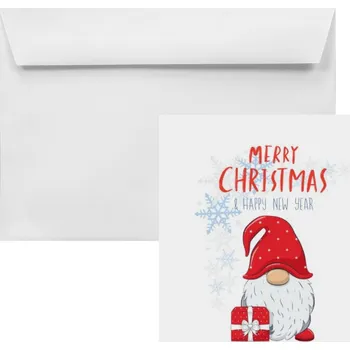 Obálka Vánoční obálky B6 HK bílé s potiskem skřítek Vánoce - 25 Ks.