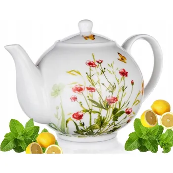 KERAMICKÁ KONVICE DŽBÁN 1 L na čaj, bylinky, nápoje dárek Květiny