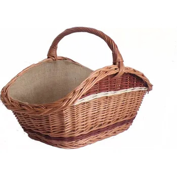 Proutěné koše na dřevo světlé velké s látkou