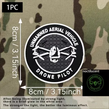 Nášivka PVC nášivka DRONE PILOT – Unmanned Aerial Vehicle (svítící) Barva: černá