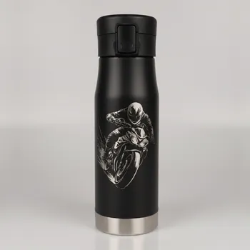 Termohrnek Termohrnek s gravírováním, Dárek k narozeninám, stříbrný, MOTOCYKLIST 039