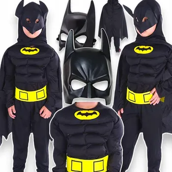 Karnevalový kostým BATMAN KOSTÝM PRO CHLAPCE SILNÝ S VALY + MASKA KOSTÝM PŘEVLEK velikost L