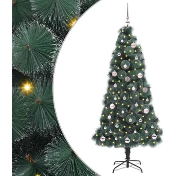 Vánoční stromek Umělý předsvícený vánoční stromeček se sadou kouliček 150 cm Zelená 3396155