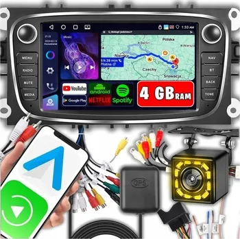 Autorádio Autorádio FORD MONDEO MK4 FOCUS MK2 MK3 GALAXY CarPlay WiFi GPS 4GB RAM
