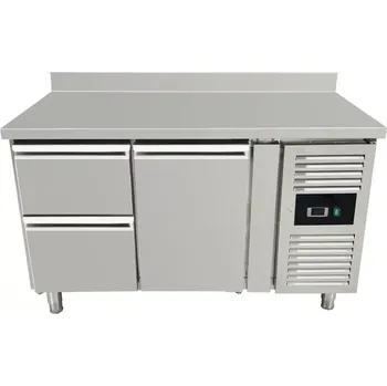 vasegastro Chladicí stůl se zadním lemem, 1 dvířky a 2 šuplíky vlevo