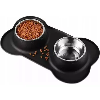Miska pro psa Sada dvou kovových misek Pronett černá 450 l