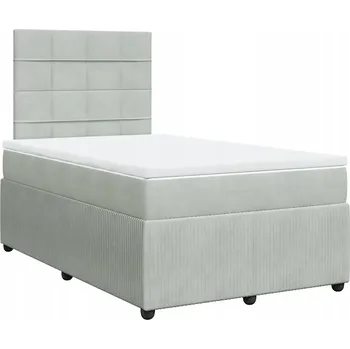 Postel Kontinentální postel s nastavitelným čelem, světle šedá, 190x120x140,5/150 cm