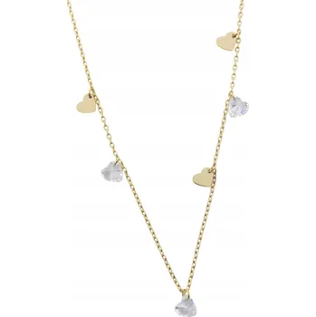 Náhrdelník Náhrdelník z chirurgické oceli pozlacený 14k zlatem - srdce, pírko, nekonečno