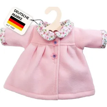 Panenka Heless 1277 - Kabát pro panenky s květinovým kulatým límcem, růžový, velikost 28 - 35 cm