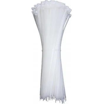 Stahovací páska Silné Stahovací Pásky pro kabely Upínací pásky 370x3.6 mm Bílé 100 Kusů Techly