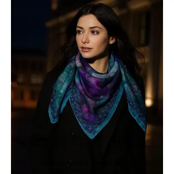 Šátek Agrafka šátek s rostlinným motivem - polyester