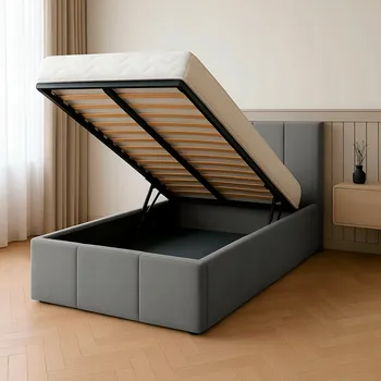 Postel Čalouněná dvoulůžková postel Mabeno 90x200 šedá