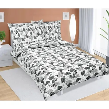 Povlečení Povlečení krepové 140x200, 70x90 cm šedý květ