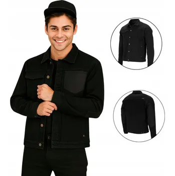 Pánský bomber PÁNSKÁ DŽÍNOVÁ BUNDA KATANA MÓDNÍ ELASTICKÁ S CORDUROVÝMI VLOŽKAMI L