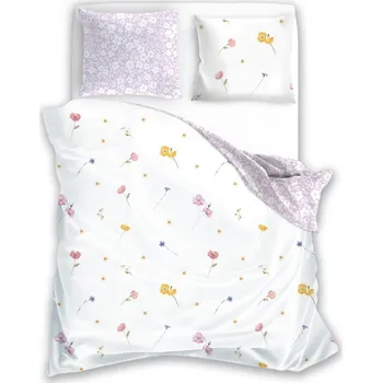 Povlečení BÍLÉ POVLEČENÍ LOUKA JEMNÝ KVĚTINOVÝ VZOR PROVENCE BAVLNA 160x200