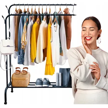 Věšák Stojanový věšák kovový Krumad černý