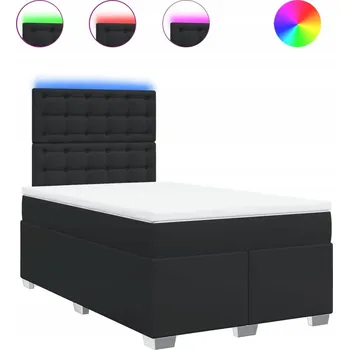 Postel Kontinentální postel s LED, černá, 200 x 120 x 140,5/150,5 cm