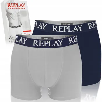 Replay Pánské boxerky Tmavě modrá Šedá N139 Bavlna Logo 2 kusy Velikost L