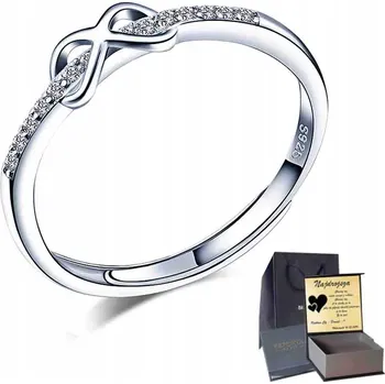 Prsten Stříbrný Nastavitelný Prstýnek Stříbro 925 se Zirkony s Gravírování pro Ženu