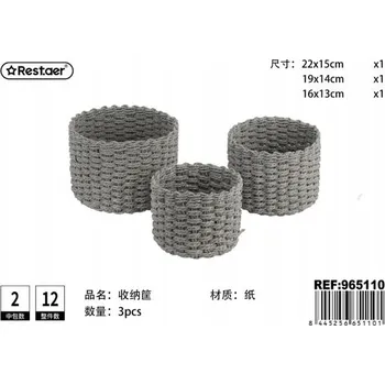 Úložný box Sada 3 kulatých úložných košů (šedá)