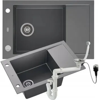 Granitový dřez Jednokomorový granitový dřez ZEUS šedý