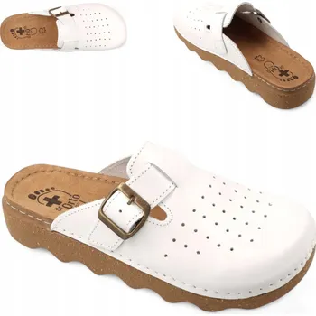 Dámské pantofle Dámské Kožené Nazouváky 42 Uzavřené Lehké Dr Orto Zdravotní Pantofle Bílé