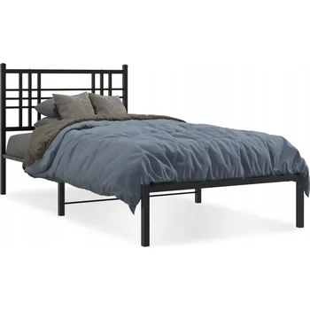 Postel Černý rám postele z kovu 196 x 95 x 90 cm s úložným prostorem