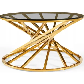 Obývací pokoj Moderní konferenční stolek kulatý ze skla Flow 80cm Zlatý
