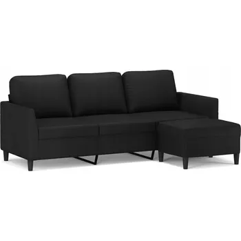 Pohovka Černá 3místná pohovka s podnožkou, rozměry: 200 x 77 x 80 cm