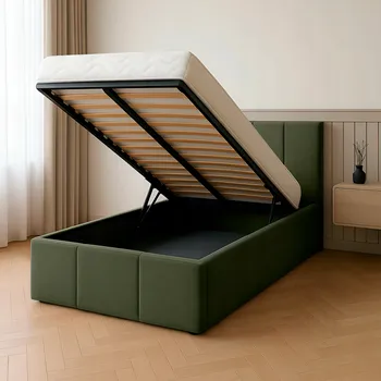 Postel Čalouněná dvoulůžková postel Mabeno 90x200, odstíny zelené