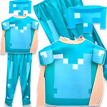 Karnevalový kostým KOSTÝM MINECRAFT PŘEVLEK PRO CHLAPCE STEVE DIAMANTOVÝ MASKA KARNEVALOVÝ KOSTÝM