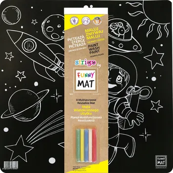 Obraz Černá voděodolná podložka na vybarvování Strigo Funny Mat Kosmos + křída