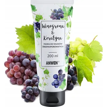 Vlasová regenerace Anwen Maska na vlasy pro středně porézní vlasy Hroznové Víno a Keratin 200 Ml
