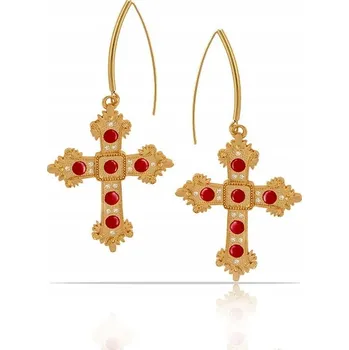 Náušnice Náušnice křížky, ručně zdobené (P23/ZIM/35AU)