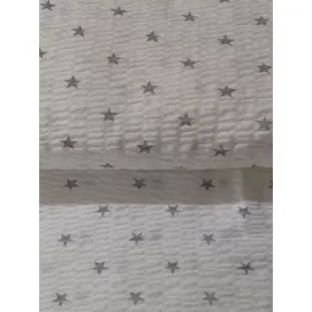 Bavlněný krep jednobarevný barva bílá a šedé hvězdičky