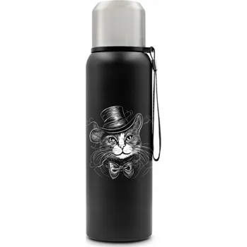 Termoska KOČKA V KLOBOUKU Termoska Personalizace narozeniny Svátek Mikuláše pro maminku