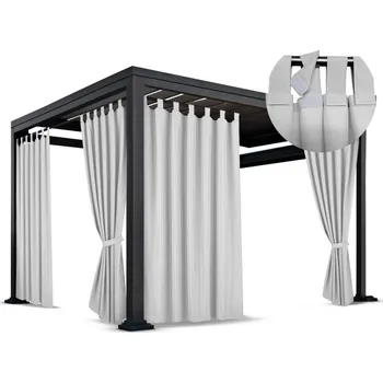 Pergola Venkovní zahradní závěs s poutky LISBOA světle šedá 155 cm x různé výšky (cena za 1 kus) MyBestHome Rozměr: 155x200 cm Poutka se suchými zipy