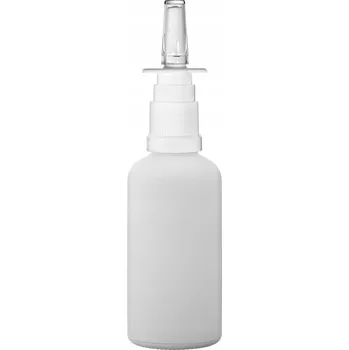 Láhev Skleněná lahvička 50 ml bílá s rozprašovačem do nosu (sprej)