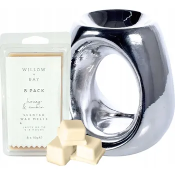 Aroma lampa Sada Stříbrná Aromalampa + Vonný Vosk Med Jantar PREMIUM